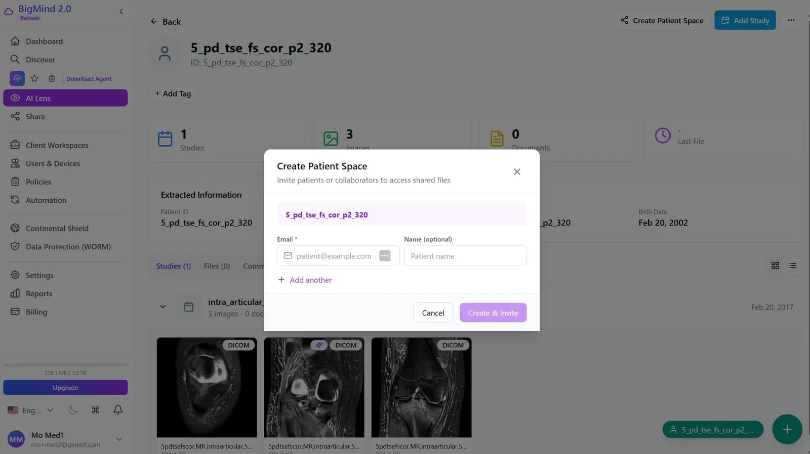 Create Patient Space - Secure File Sharing with Patients