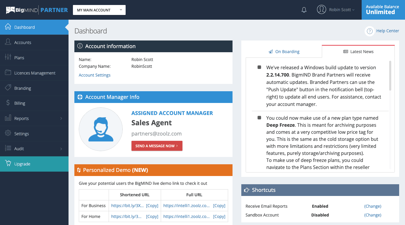 BigMIND Partner Dashboard