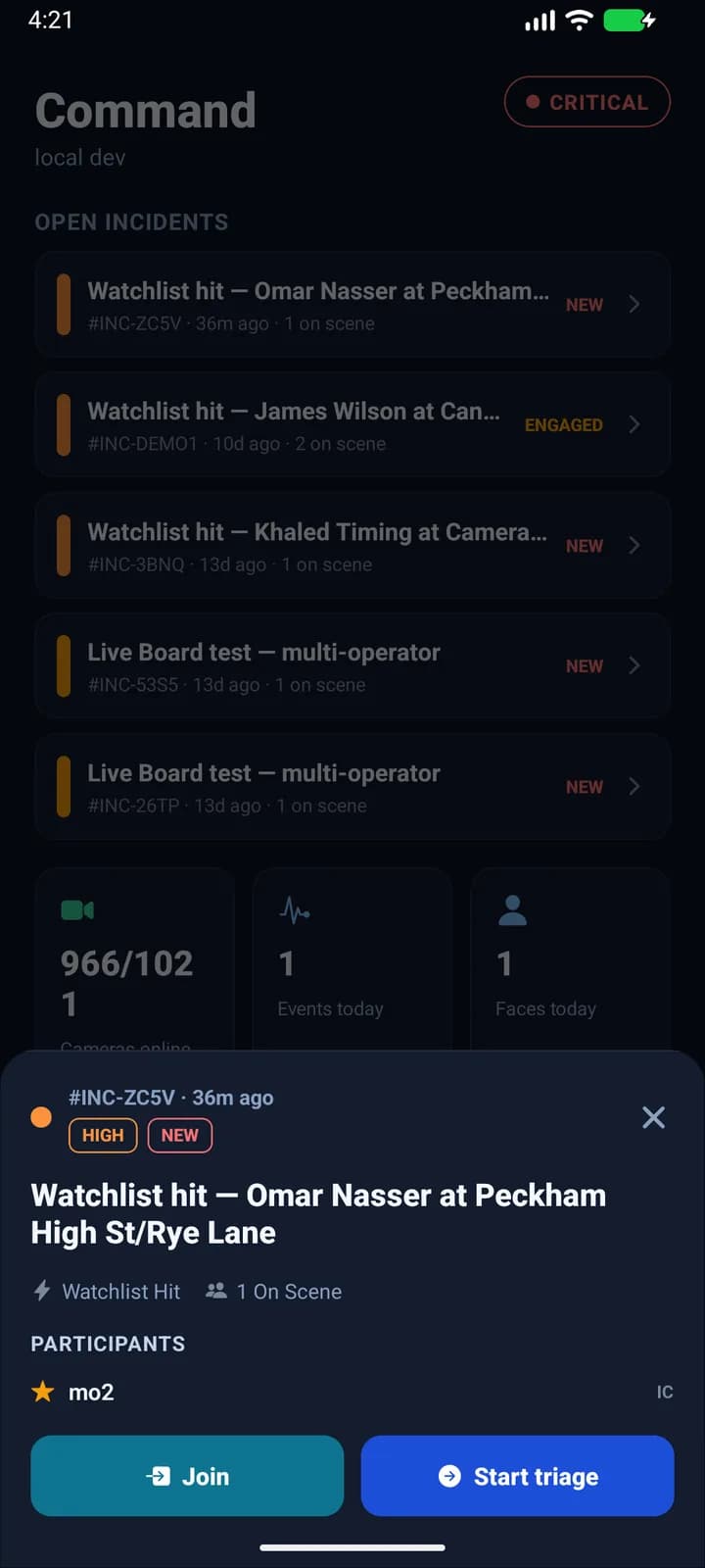 Sentinel mobile incident detail