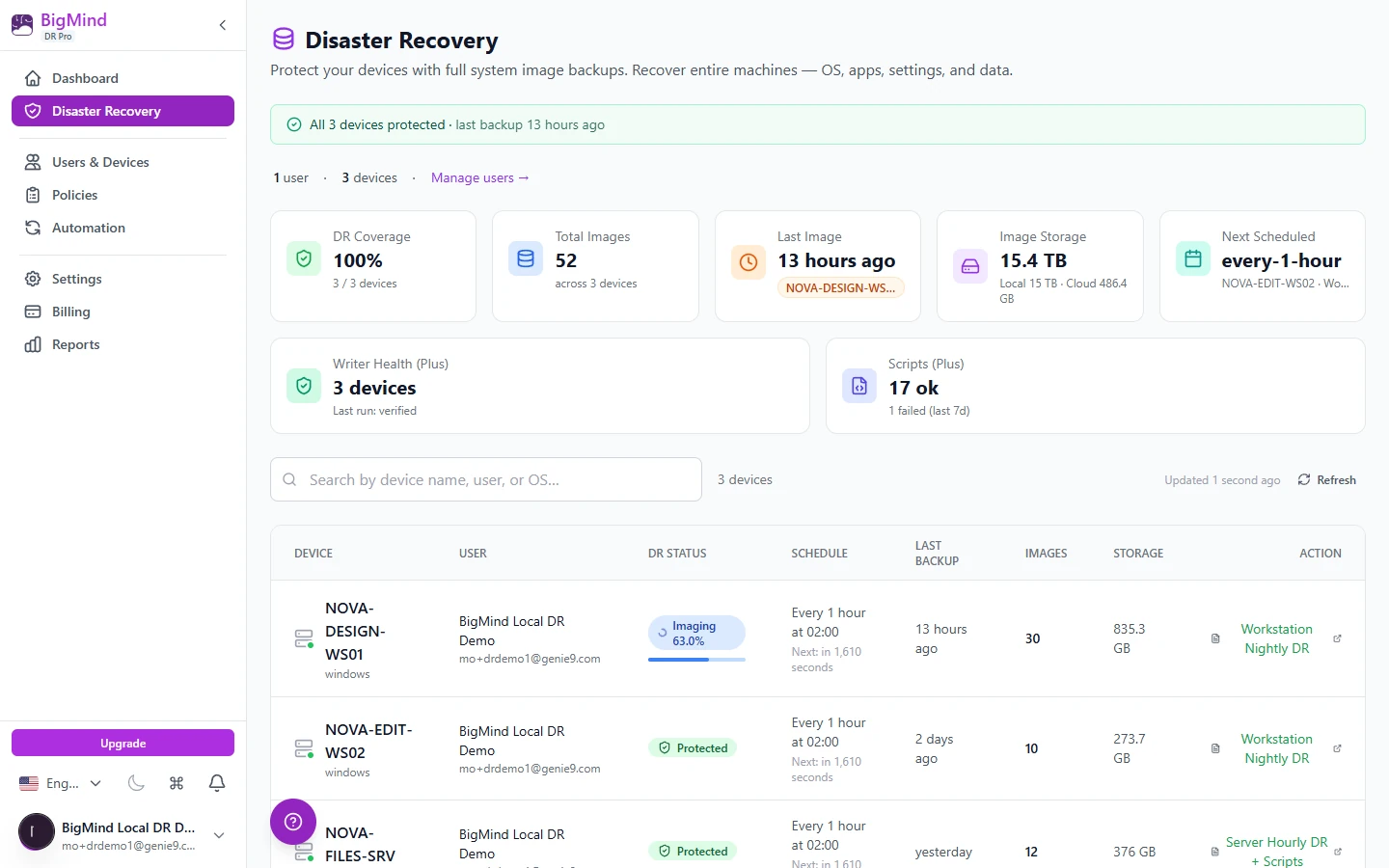 BigMind DR — local dashboard